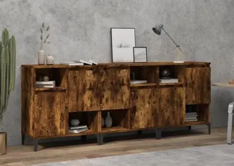 Dulapuri, 3 buc, stejar afumat, 60x35x70 cm, lemn prelucrat - 1/5