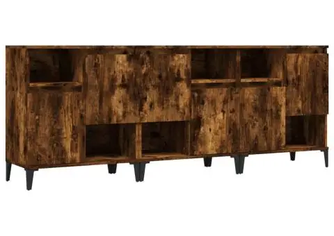 Dulapuri, 3 buc, stejar afumat, 60x35x70 cm, lemn prelucrat - 2/5