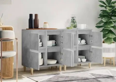 Dulapuri, 2 buc, gri beton, 60x35x70 cm, lemn prelucrat - 3/5