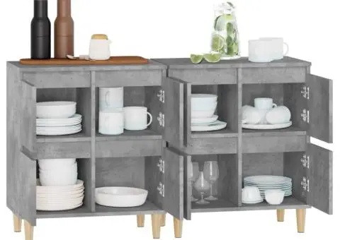 Dulapuri, 2 buc, gri beton, 60x35x70 cm, lemn prelucrat - 5/5