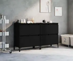 vidaXL Dulapuri, 2 buc, negru, 60x35x70 cm, lemn prelucrat