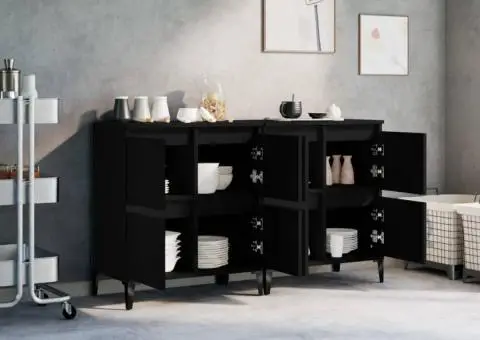 Dulapuri, 2 buc, negru, 60x35x70 cm, lemn prelucrat - 3/5