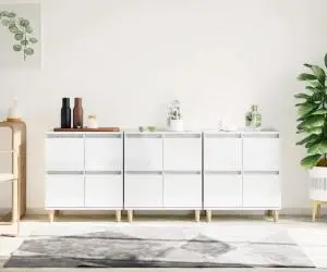 vidaXL Dulapuri, 3 buc, alb extralucios, 60x35x70 cm, lemn prelucrat