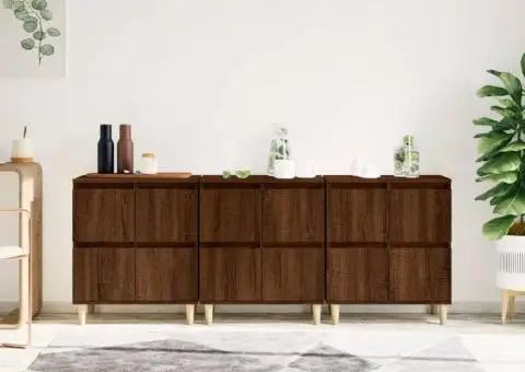 Dulapuri, 3 buc, stejar maro, 60x35x70 cm, lemn prelucrat - 1/5