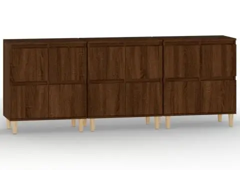 Dulapuri, 3 buc, stejar maro, 60x35x70 cm, lemn prelucrat - 2/5