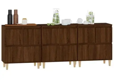 Dulapuri, 3 buc, stejar maro, 60x35x70 cm, lemn prelucrat - 4/5