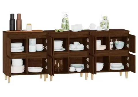 Dulapuri, 3 buc, stejar maro, 60x35x70 cm, lemn prelucrat - 5/5