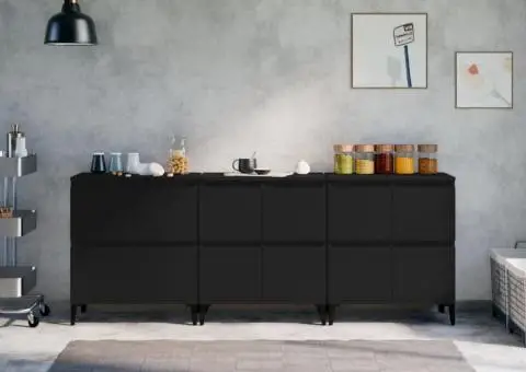 Dulapuri, 3 buc, negru, 60x35x70 cm, lemn prelucrat - 1/5