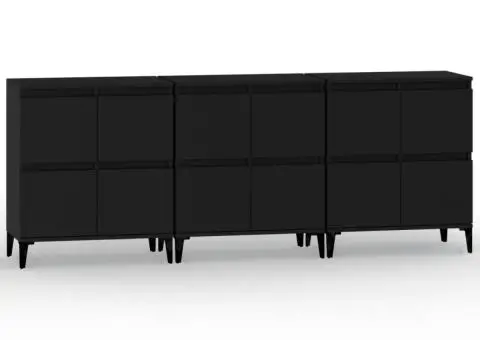 Dulapuri, 3 buc, negru, 60x35x70 cm, lemn prelucrat - 2/5