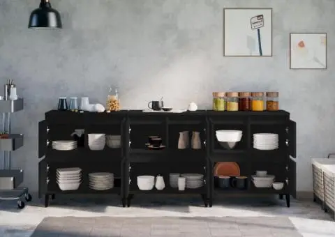 Dulapuri, 3 buc, negru, 60x35x70 cm, lemn prelucrat - 3/5