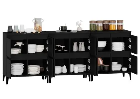 Dulapuri, 3 buc, negru, 60x35x70 cm, lemn prelucrat - 5/5