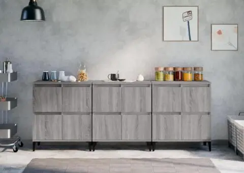 Dulapuri, 3 buc, sonoma gri, 60x35x70 cm, lemn prelucrat - 1/5