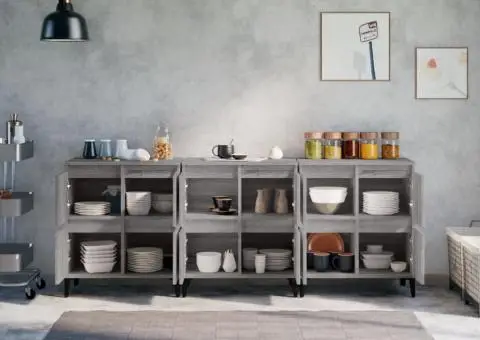 Dulapuri, 3 buc, sonoma gri, 60x35x70 cm, lemn prelucrat - 3/5