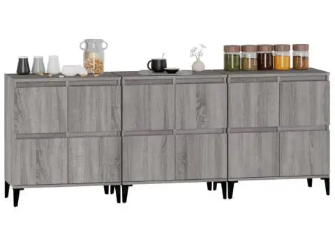 Dulapuri, 3 buc, sonoma gri, 60x35x70 cm, lemn prelucrat - 4/5