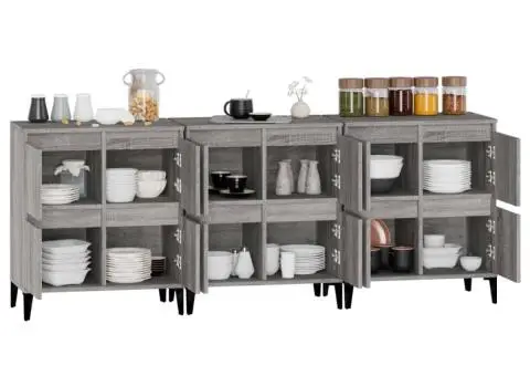 Dulapuri, 3 buc, sonoma gri, 60x35x70 cm, lemn prelucrat - 5/5