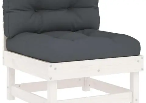 Set mobilier de grădină cu perne, 5 piese, alb, lemn masiv - 5/5