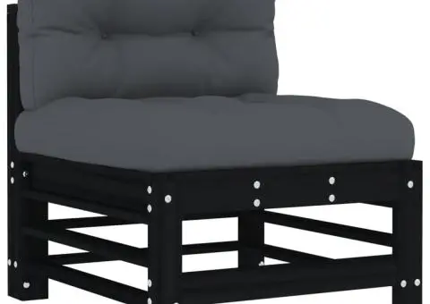 Set mobilier de grădină cu perne, 5 piese, negru, lemn masiv - 5/5