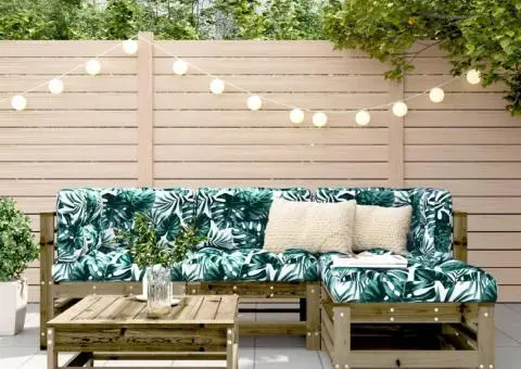 Set mobilier de grădină cu perne, 5 piese, lemn de pin tratat - 1/5