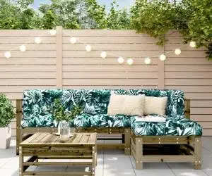 vidaXL Set mobilier de grădină cu perne, 5 piese, lemn de pin tratat