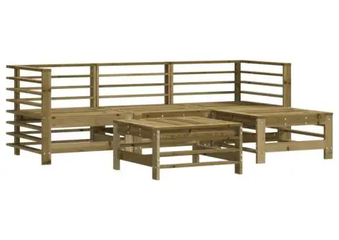 Set mobilier de grădină cu perne, 5 piese, lemn de pin tratat - 3/5