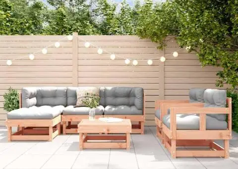 Set mobilier de grădină cu perne, 7 piese, lemn masiv douglas - 1/5