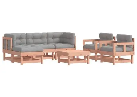 Set mobilier de grădină cu perne, 7 piese, lemn masiv douglas - 2/5