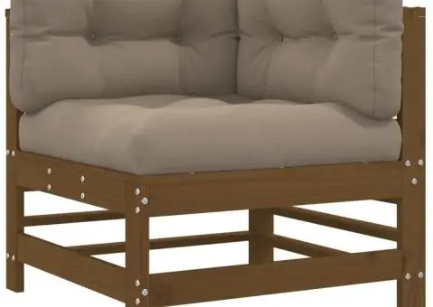 Set mobilier grădină cu perne, 7 piese, maro miere lemn masiv - 4/5