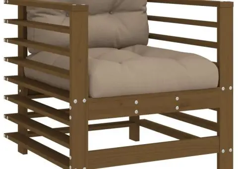 Set mobilier grădină cu perne, 7 piese, maro miere lemn masiv - 5/5