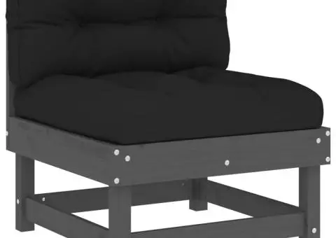 Set mobilier grădină cu perne, 8 piese, gri, lemn masiv - 5/5