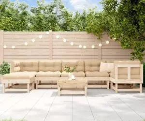 vidaXL Set mobilier de grădină cu perne, 8 piese, lemn masiv