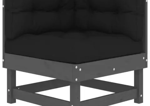 Set mobilier grădină cu perne, 8 piese, gri, lemn masiv - 4/5