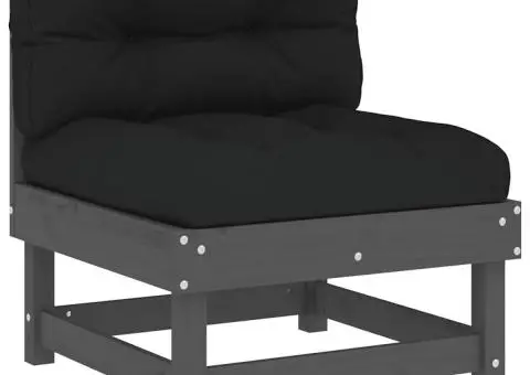 Set mobilier grădină cu perne, 8 piese, gri, lemn masiv - 5/5