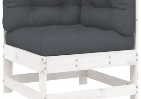 Set mobilier de grădină cu perne, 8 piese, alb, lemn masiv - 4/5