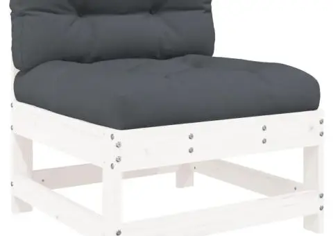 Set mobilier de grădină cu perne, 8 piese, alb, lemn masiv - 5/5