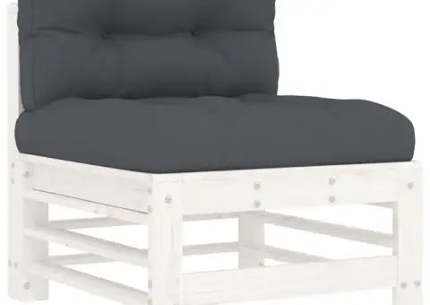 Set mobilier de grădină cu perne, 8 piese, alb, lemn masiv - 5/5