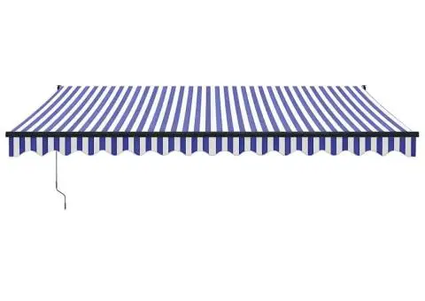 Copertină retractabilă automată, albastru și alb, 4x3 m - 3/5