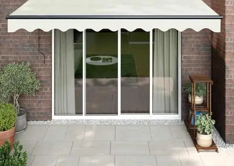 Copertină retractabilă, crem, 3,5x2,5 m, textil și aluminiu - 1/5