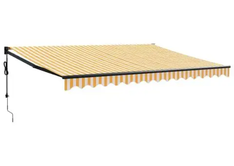 Copertină retractabilă automată, galben și alb, 4,5x3 m - 2/5