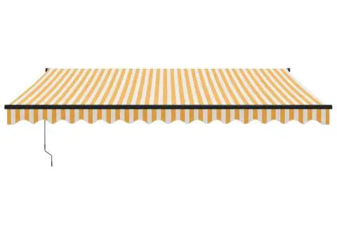 Copertină retractabilă automată, galben și alb, 4,5x3 m - 3/5