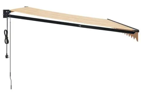 Copertină retractabilă automată, galben și alb, 4,5x3 m - 4/5