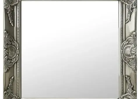 Oglindă de perete în stil baroc, argintiu, 50 x 50 cm - 1/5