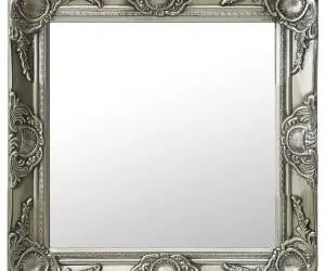 vidaXL Oglindă de perete în stil baroc, argintiu, 50 x 50 cm