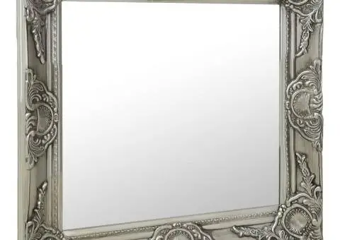 Oglindă de perete în stil baroc, argintiu, 50 x 50 cm - 2/5