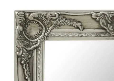 Oglindă de perete în stil baroc, argintiu, 50 x 50 cm - 4/5