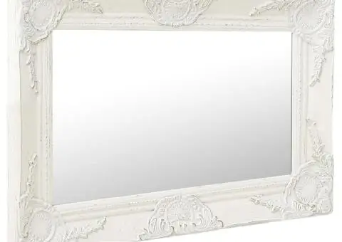 Oglindă de perete în stil baroc, alb, 60 x 40 cm - 2/5