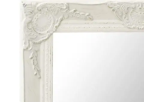 Oglindă de perete în stil baroc, alb, 60 x 40 cm - 4/5