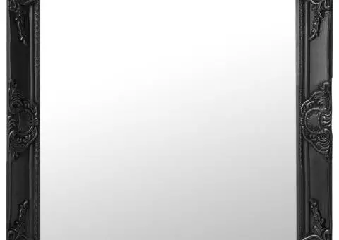 Oglindă de perete în stil baroc, negru, 60 x 60 cm - 1/5