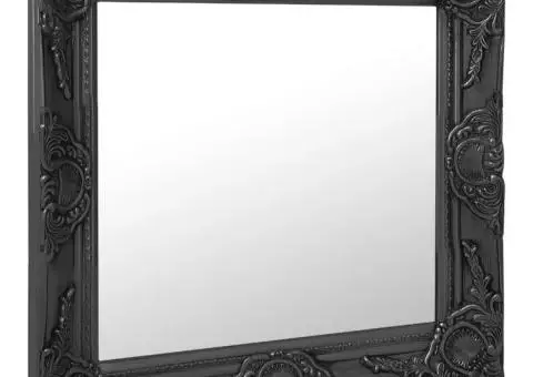 Oglindă de perete în stil baroc, negru, 60 x 60 cm - 2/5