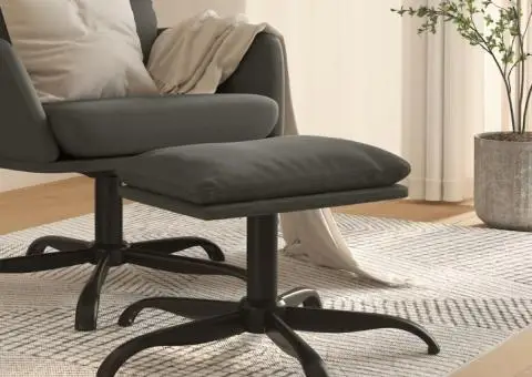 Taburet, gri închis, 60x60x36 cm, catifea - 1/5