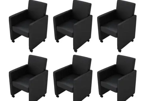 Scaune de sufragerie, 6 buc., negru, piele ecologică - 1/5